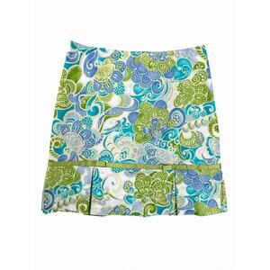 Ninety Paisley Mini Skirt Size 8 Blue Green Y2K Boho Coquette Pleated Hem